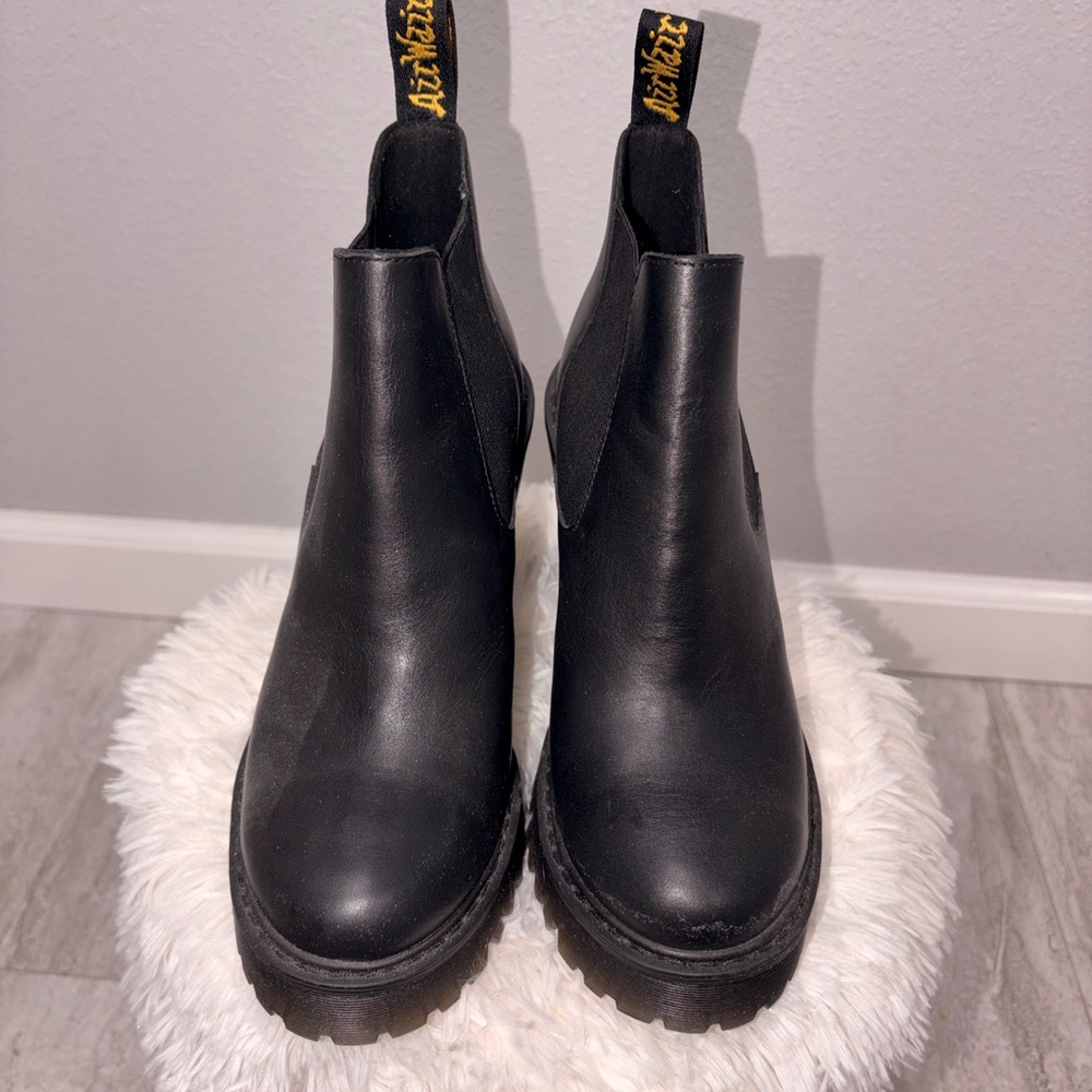 Dr. Martens Black Leather Chunky Heel Chelsea Boots - Picture 4 of 6